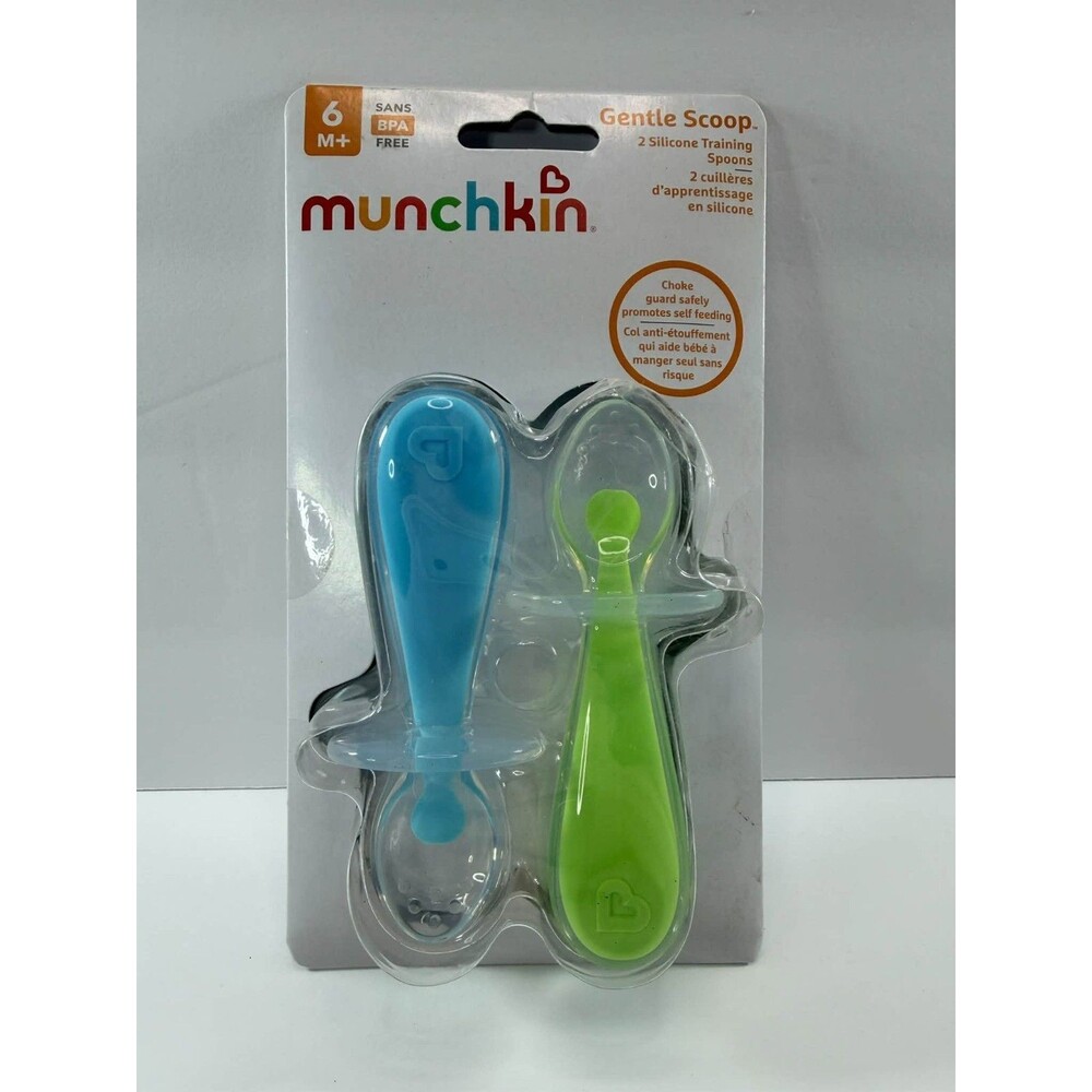 Munchkin Gentle Scoop Silicone Training Spoons 2 Pack Blue Green 6M+